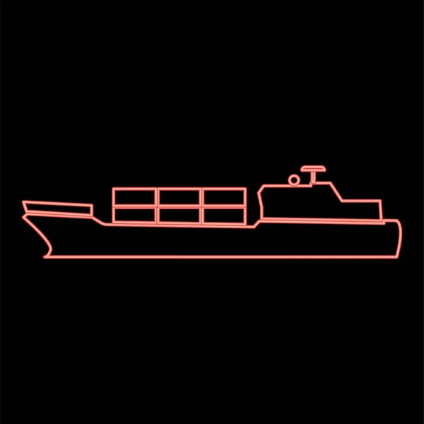 Neon Handelsschiff Rote Farbe Vektor Illustration Flachen Stil Licht Bild — Stockvektor