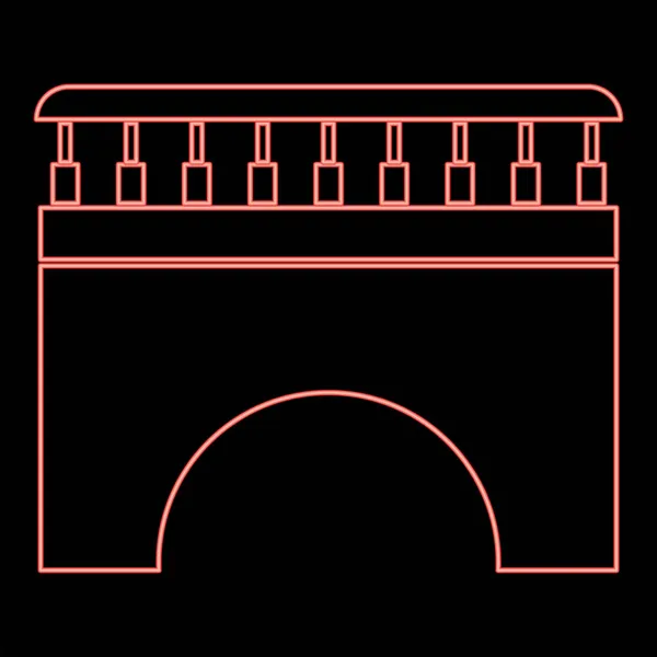 Неоновий Міст Червоного Кольору Векторні Ілюстрації Плоский Стиль Світло Зображення — стоковий вектор