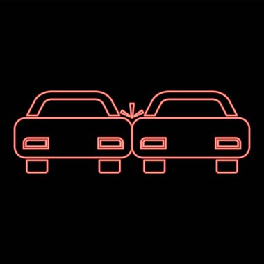 Neon çarpışan arabalar kırmızı renk vektör illüstrasyonuName