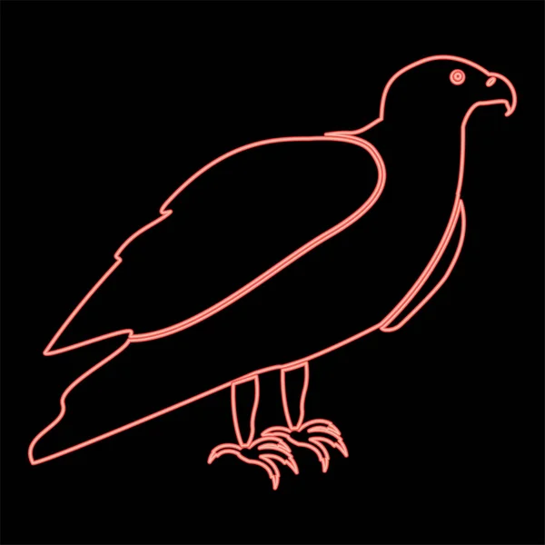 Neón Águila Vector Color Rojo Ilustración Estilo Plano Imagen Luz — Vector de stock