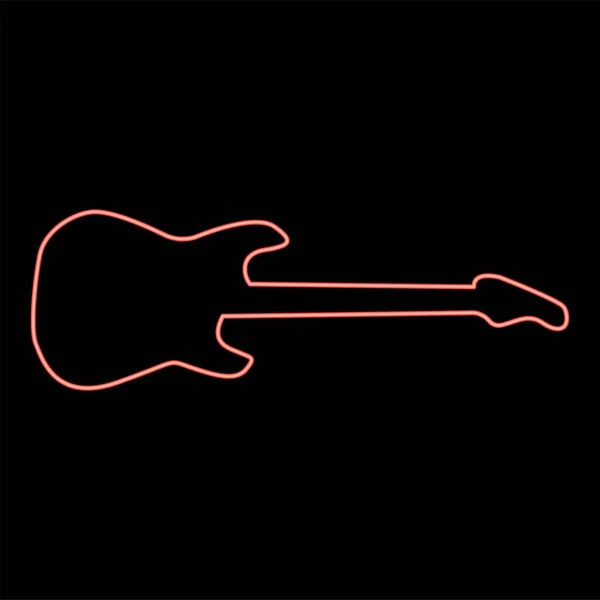 Chitarra Elettrica Neon Colore Rosso Vettore Illustrazione Stile Piatto Luce — Vettoriale Stock