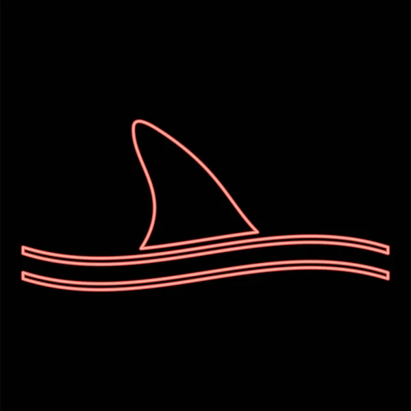 鲨鱼的霓虹鳍红彩色矢量图片说明扁平风格的光图像 — 图库矢量图片