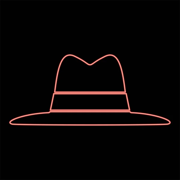 Chapeau Néon Couleur Rouge Vecteur Illustration Plat Style Lumière Image — Image vectorielle