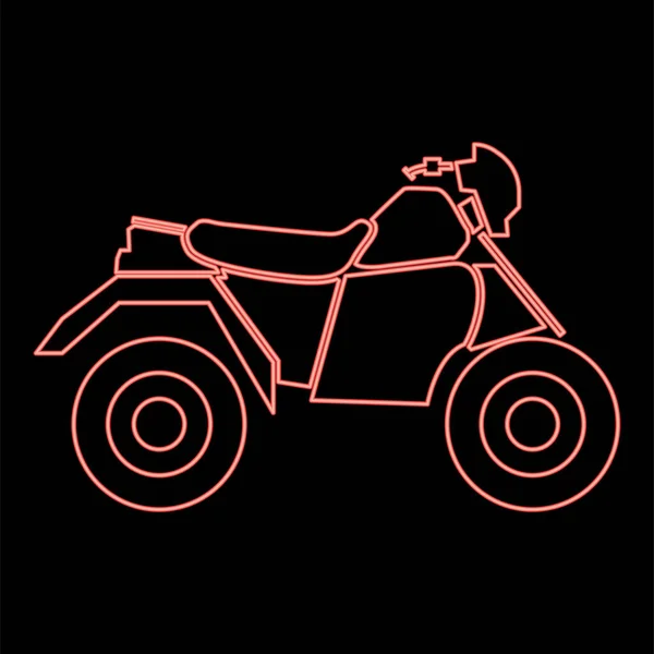 Neon Atv Motocicleta Quatro Rodas Vermelho Cor Vetor Ilustração Plana — Vetor de Stock