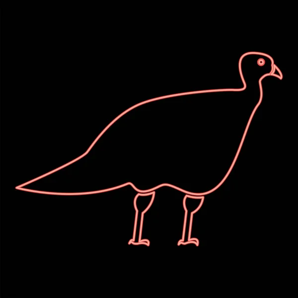 Neon Turkeycock Κόκκινο Χρώμα Διανυσματική Απεικόνιση Επίπεδη Στυλ Φως Εικόνα — Διανυσματικό Αρχείο