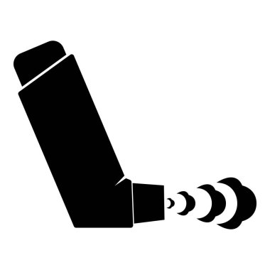 Tedavi için el spreyi astım ilacı. Öksürük şurubu konsepti. Solunum alerjisi olan hasta ikonu.