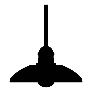 Avize Plafond asılı lamba simgesi siyah renk vektör illüstrasyon düz resim