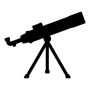 Teleskop Bilim aracı Eğitim astronomi ekipman simgesi siyah renk vektör illüstrasyonu düz resim