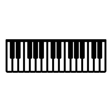 Pianino müzik tuşları fildişi sentezleyici simgesi siyah renk vektör illüstrasyonu düz resim
