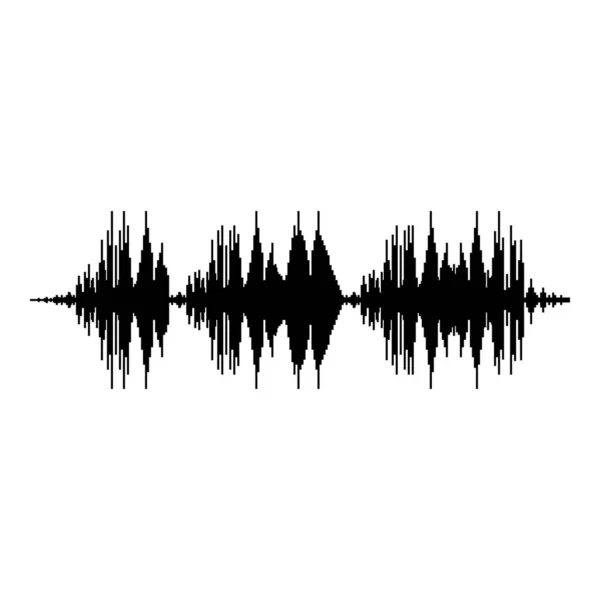 Hang Hullám Audio Digitális Kiegyenlítő Technológia Oszcilláló Zene Ikon Fekete — Stock Vector