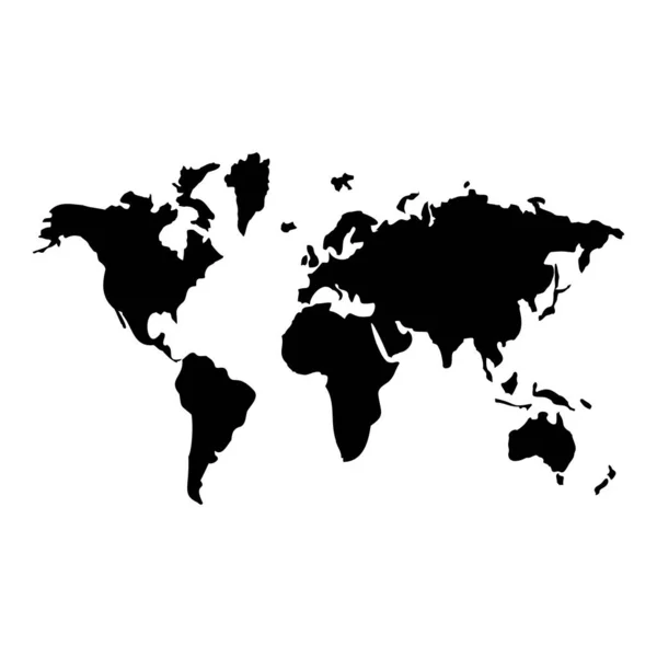 Mapa Svět Ikona Černá Barva Vektor Ilustrace Plochý Styl Jednoduchý — Stockový vektor