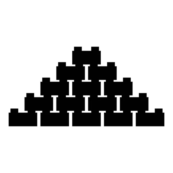 レンガのピラミッドアイコン黒のベクトル図フラットスタイルシンプルな画像 — ストックベクタ