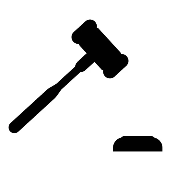 Gavel Hammer Giudice Incudine Banditore Concetto Icona Colore Nero Vettore — Vettoriale Stock