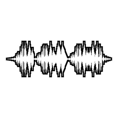 Ses dalgası dijital dengeleyici teknolojisi müziği titreştiren dış hatlar simge siyah renk illüstrasyon düz resim