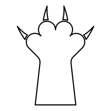 Pençe kedi kontur dış hat simge siyah renk vektör illüstrasyon düz resim