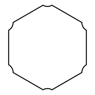 Yuvarlak köşeli altıgen dış hat simgesi siyah renk vektör illüstrasyonu düz resim
