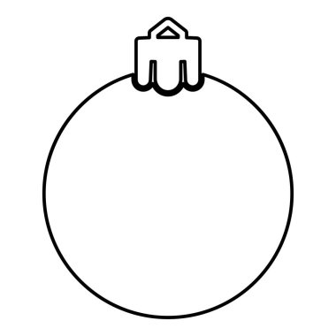Yeni yıl balosu Noel küresi oyuncağı dış hatlar simge siyah renk vektör illüstrasyonu düz resim
