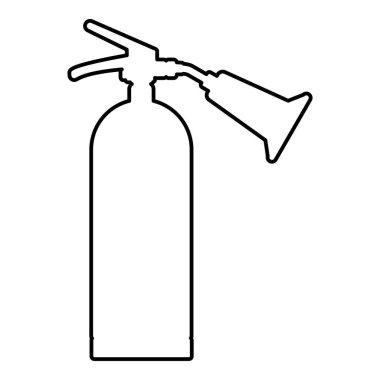 Yangın söndürücü dış hatları simge siyah renk vektör illüstrasyonu düz resim