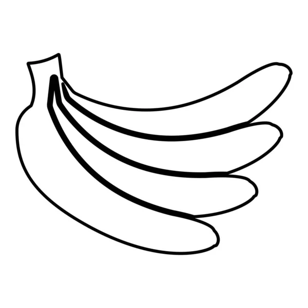 Bunch Bananas Contorno Contorno Ícone Preto Cor Vetor Ilustração Plana — Vetor de Stock