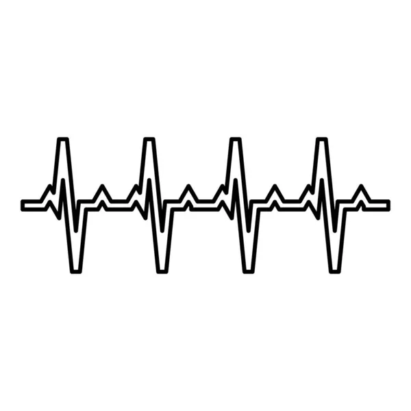 Diagramme Impulsion Rythme Cardiaque Rythme Ecg Graphique Contour Échocardiogramme Icône — Image vectorielle