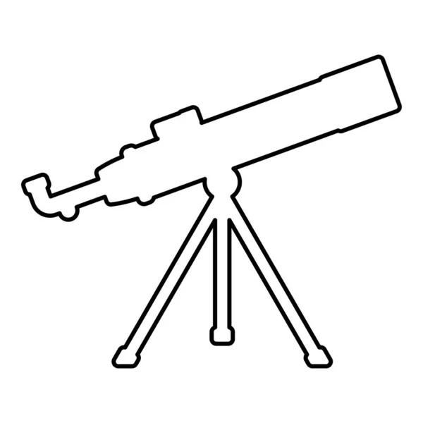 Телескоп Научный Инструмент Образовательное Астрономическое Оборудование Контур Иконка Черный Цвет — стоковый вектор