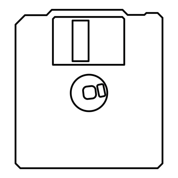 Diskette Floppy Disk Storage Concept Contour Outline Icon Black Color — Stock Vector