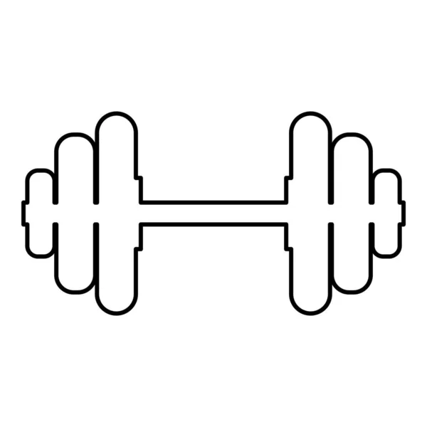 Dumbell Halterschijf Gewicht Trainingstoestellen Contour Outline Icoon Zwart Kleur Vector — Stockvector