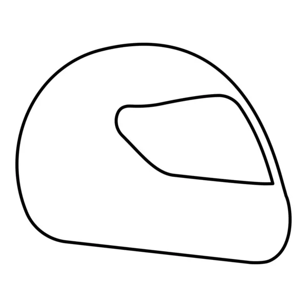 ヘルメットオートバイレースの輪郭線アイコンブラックカラーベクトルイラストフラットスタイルシンプルな画像 — ストックベクタ