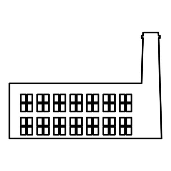 Fabriek Industrie Silhouet Plant Met Pijp Contour Outline Icoon Zwart — Stockvector