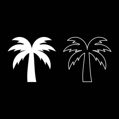 Palmiye ağacı siluet Adası konsept simgesi beyaz renk vektör illüstrasyonu düz resim kümesi