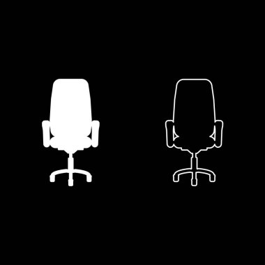 Ofis sandalyesi yaslanma simgesi beyaz vektör illüstrasyonu düz biçim basit resim seti