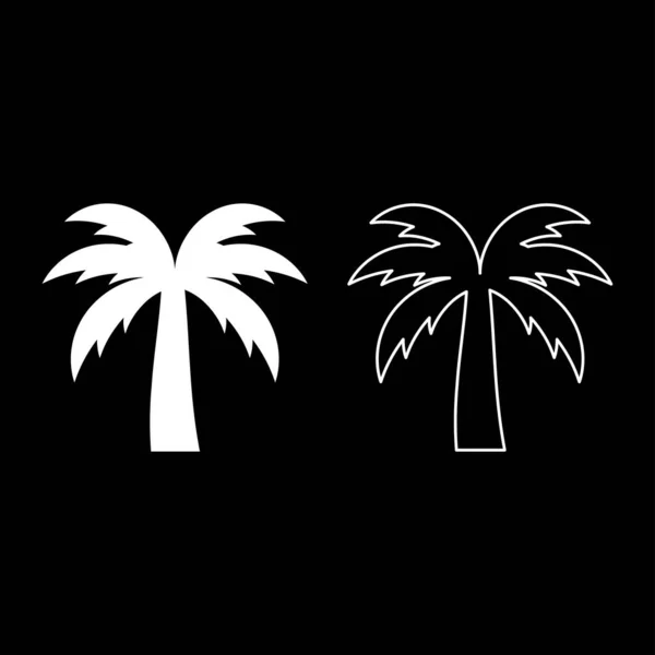 Palmera Silueta Isla Concepto Icono Color Blanco Vector Ilustración Plano — Archivo Imágenes Vectoriales