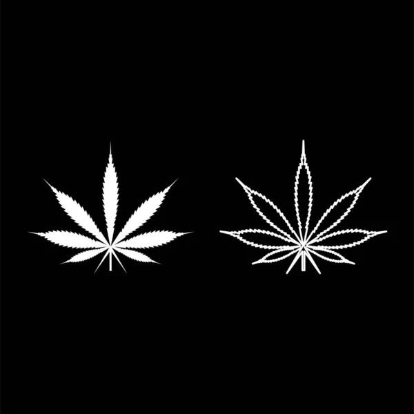 Leaf Cannabis Marijuana Hemp Icon White Color Vector Illustration Gaya - Stok Vektor