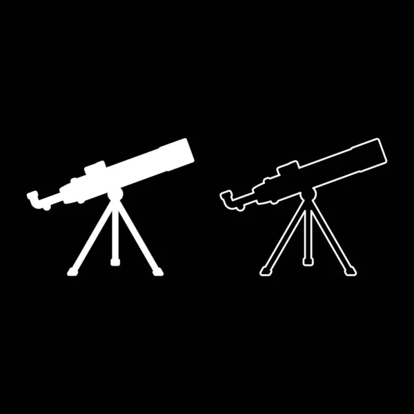 Teleskop Věda Nástroj Vzdělávání Astronomie Zařízení Ikona Bílá Barva Vektor — Stockový vektor