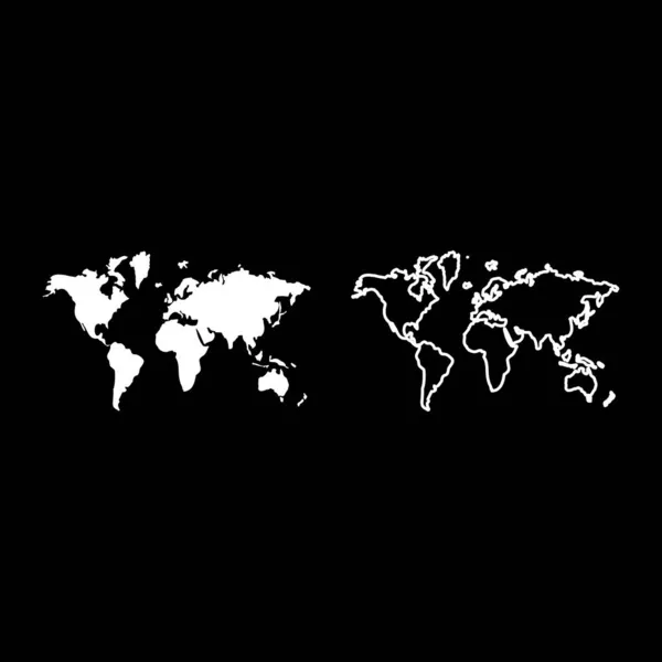 地図世界のアイコンホワイトカラーベクトルイラストフラットスタイルシンプルな画像セット — ストックベクタ