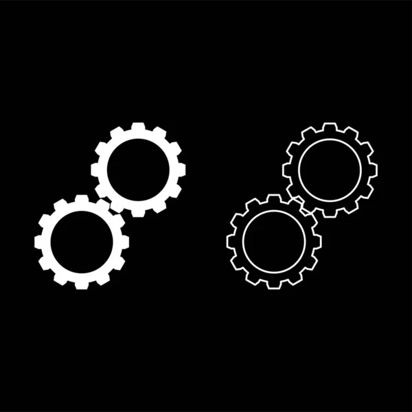 Dos Engranajes Engranaje Engranaje Conjunto Cogwheels Conectado Icono Mecanismo Trabajo — Vector de stock