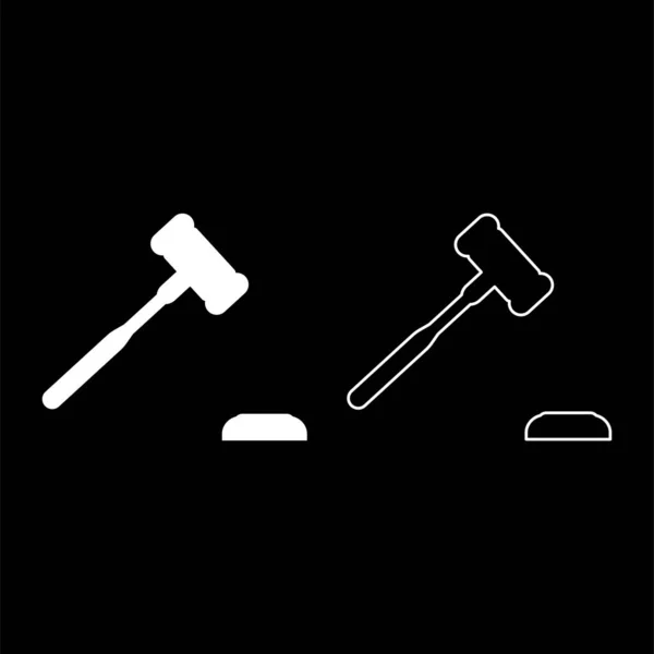 Gavel Hammer Judge和Anvil Auctioneer概念图标白色彩色矢量图片说明平面风格简单图像集 — 图库矢量图片