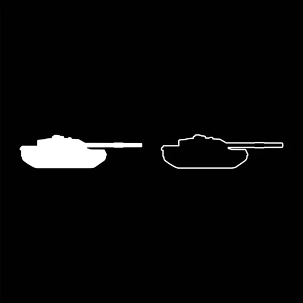 戦車砲兵軍のマシン軍のシルエット世界大戦アイコンホワイトカラーベクトルイラストフラットスタイルシンプルな画像セット — ストックベクタ