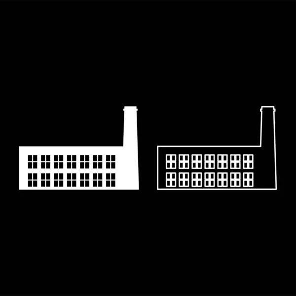 Fabriek Industrie Silhouet Plant Met Pijp Pictogram Witte Kleur Vector — Stockvector