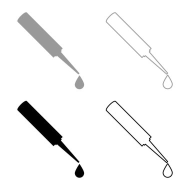 Damla Silikonlu yapıştırıcı simge gri siyah renk vektör illüstrasyon resmi basit düz düz düz dolgu dış hat ince