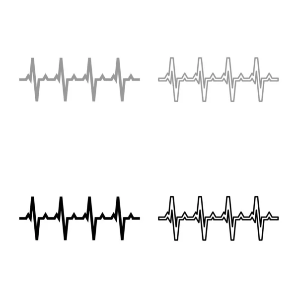 Pulzus Grafikon Szívverés Kardiogram Ritmus Grafika Ecg Echocardiogram Set Ikon — Stock Vector
