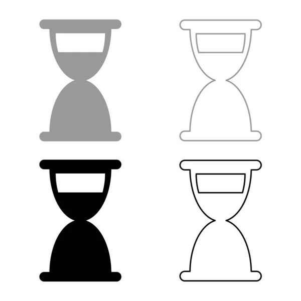 Sablier Horloge Antique Set Icône Gris Noir Couleur Vecteur Illustration — Image vectorielle