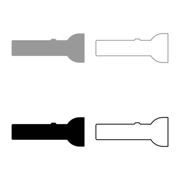 Tocha Definir Ícone Cinza Cor Preta Vetor Ilustração Imagem Simples — Vetor de Stock