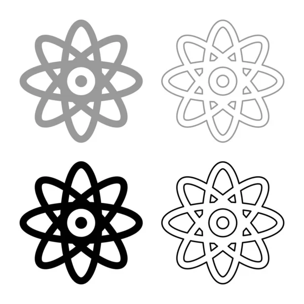 Άτομο Μοριακό Σύμβολο Σύνολο Εικονίδιο Γκρι Μαύρο Χρώμα Διανυσματική Απεικόνιση — Διανυσματικό Αρχείο