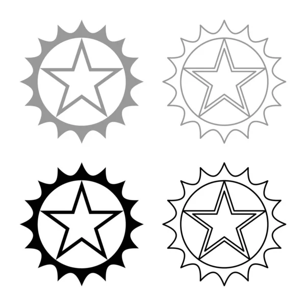 Star Circle Sharp Edges Set Icon Grey Black Color Vector —  Vetores de Stock