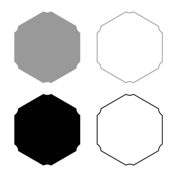 Шестиугольник Закругленными Углами Установить Иконку Серый Черный Цвет Вектор Изображения — стоковый вектор