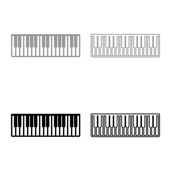 ピアノ音楽キー象牙シンセサイザーセットアイコングレーブラックカラーベクトルイラストイメージシンプルなフラットスタイルソリッドフィルアウトライン輪郭線細い — ストックベクタ