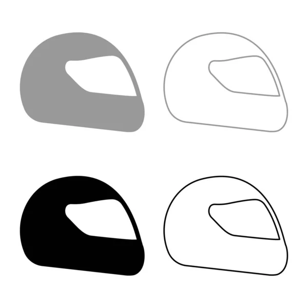 Casque Moto Course Sport Set Icône Gris Noir Couleur Vectoriel — Image vectorielle