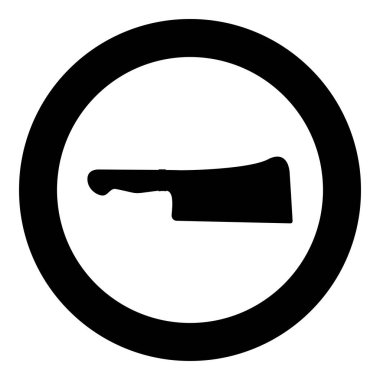 Et bıçağı Cleaver mutfak simgesi yuvarlak siyah renk vektör illüstrasyon resmi katı ana hat biçimi basit