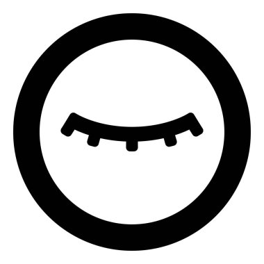 Kirpik uzatma efekti rimel simgesi dairesel yuvarlak siyah renk vektör illüstrasyon resmi katı dış hat biçimi basit